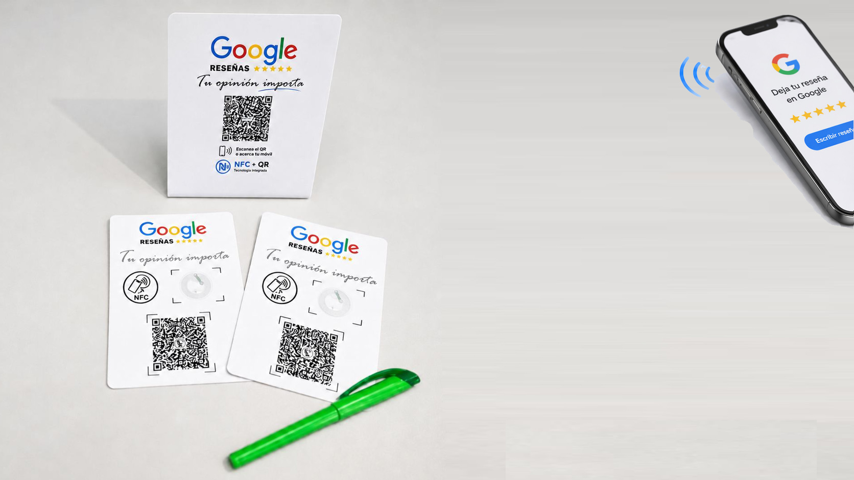 Pegatinas NFC y QR para reseñas de Google